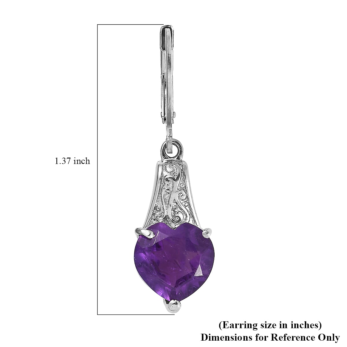 EverTrue African Amethyst 6.10 ctw Earrings in Stainless Steel image number 5