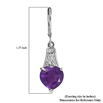 EverTrue African Amethyst Earrings in Stainless Steel 6.10 ctw