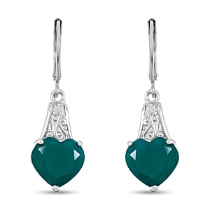 EverTrue Green Onyx 6.15 ctw Earrings in Stainless Steel