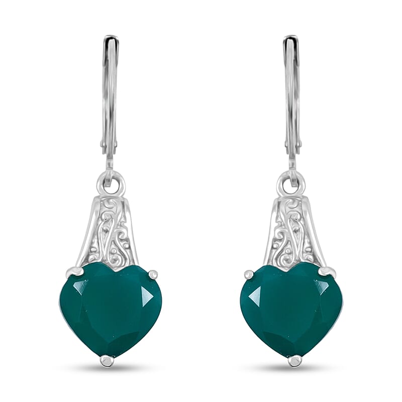 EverTrue Green Onyx Earrings in Stainless Steel 6.15 ctw