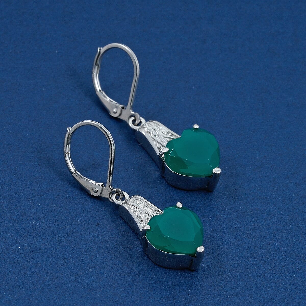 EverTrue Green Onyx 6.15 ctw Earrings in Stainless Steel image number 1