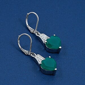 EverTrue Green Onyx Earrings in Stainless Steel 6.15 ctw