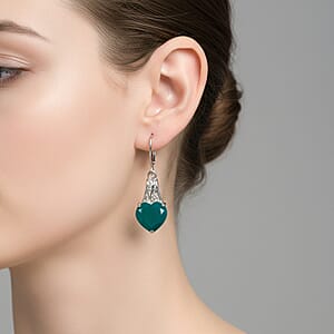 EverTrue Green Onyx Earrings in Stainless Steel 6.15 ctw
