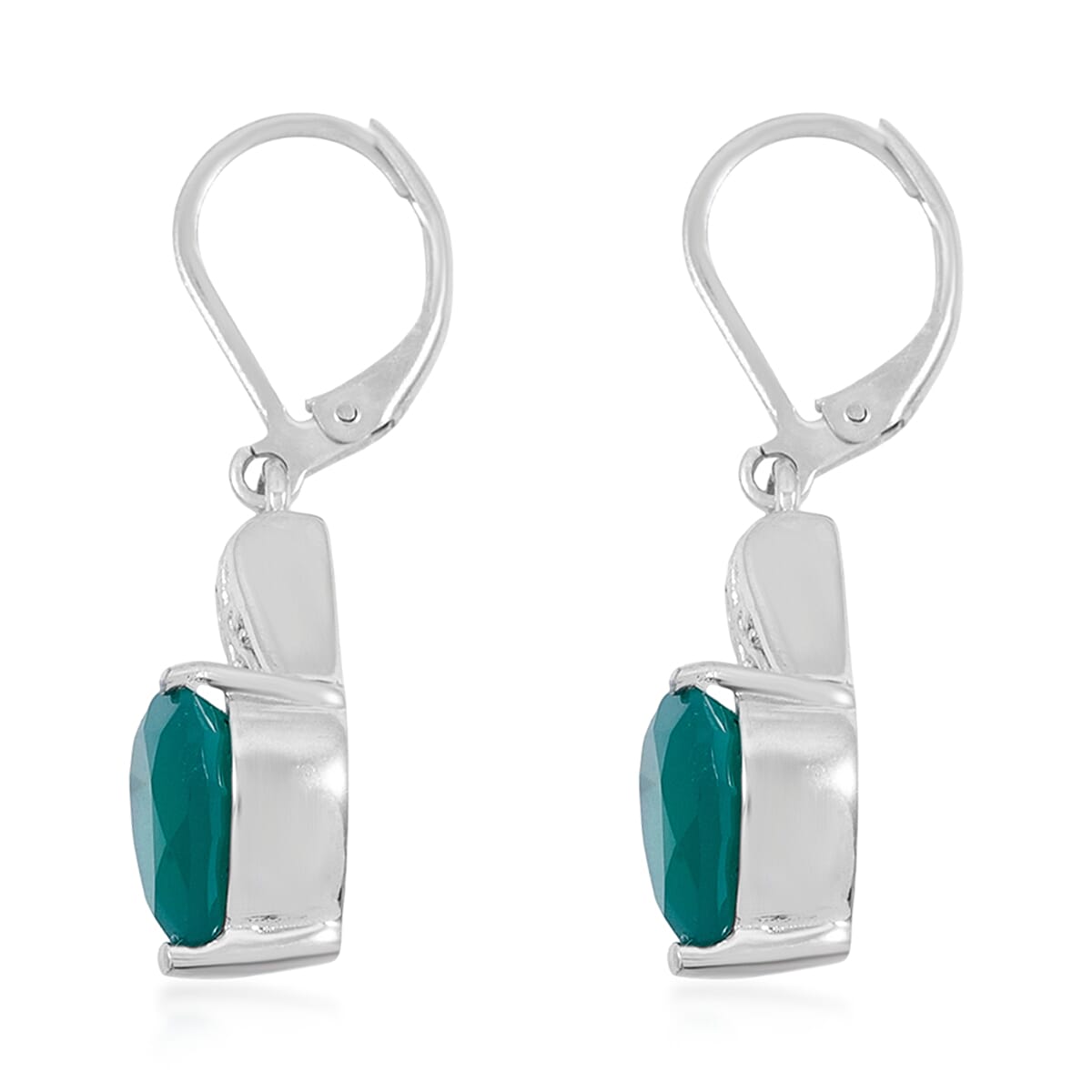 EverTrue Green Onyx 6.15 ctw Earrings in Stainless Steel image number 3