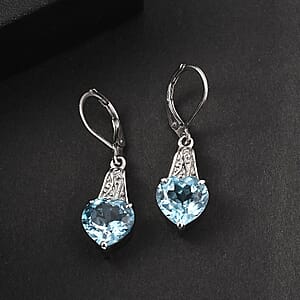 EverTrue Sky Blue Topaz 8.40 ctw Earrings in Stainless Steel