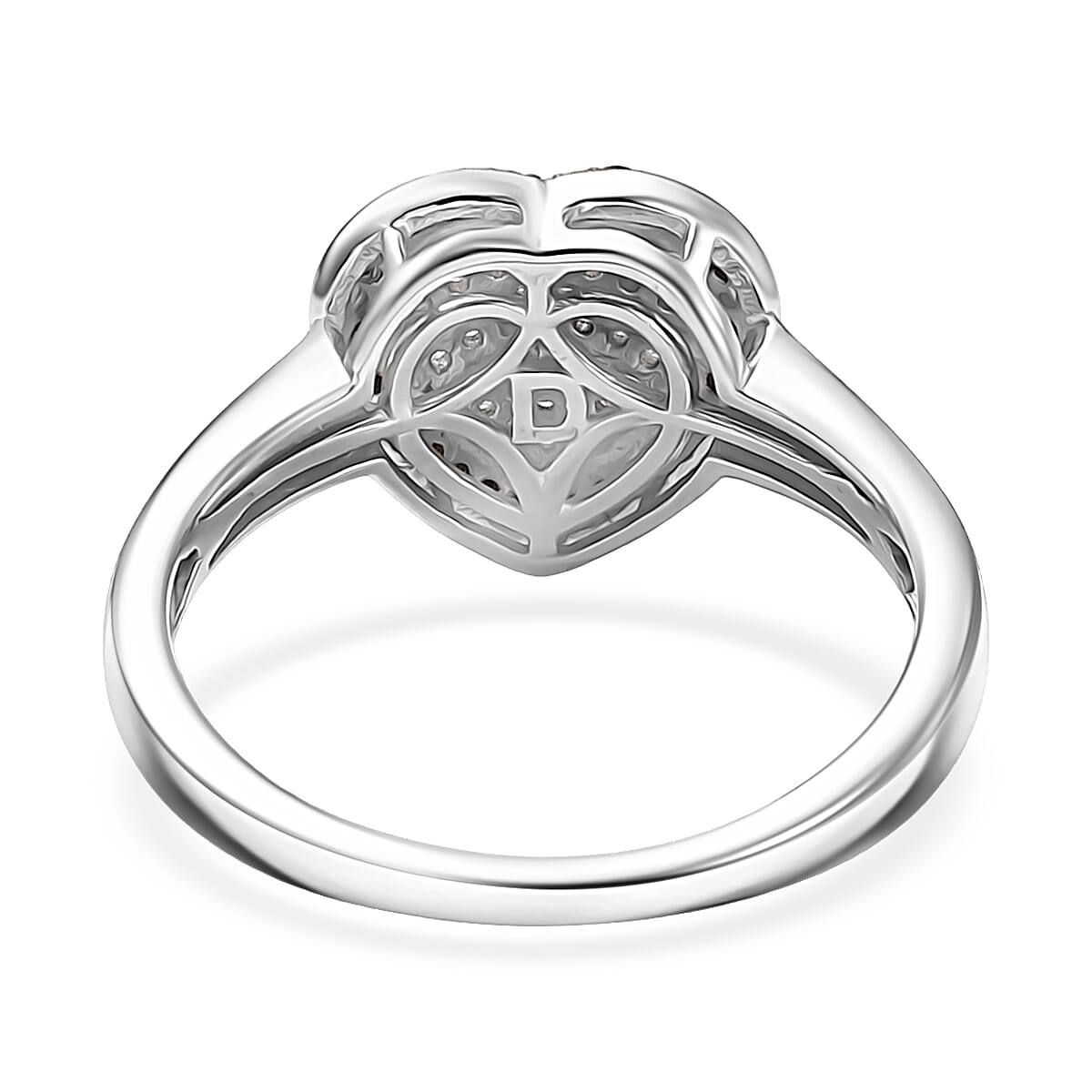 D'Joy White and Black Diamond 0.25 ctw Eternal Bond Heart Ring in Rhodium Over Sterling Silver (Size 10.0) image number 4