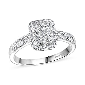D'Joy Diamond 0.50 ctw Art Deco Ring in Rhodium Over Sterling Silver (Size 10.0)