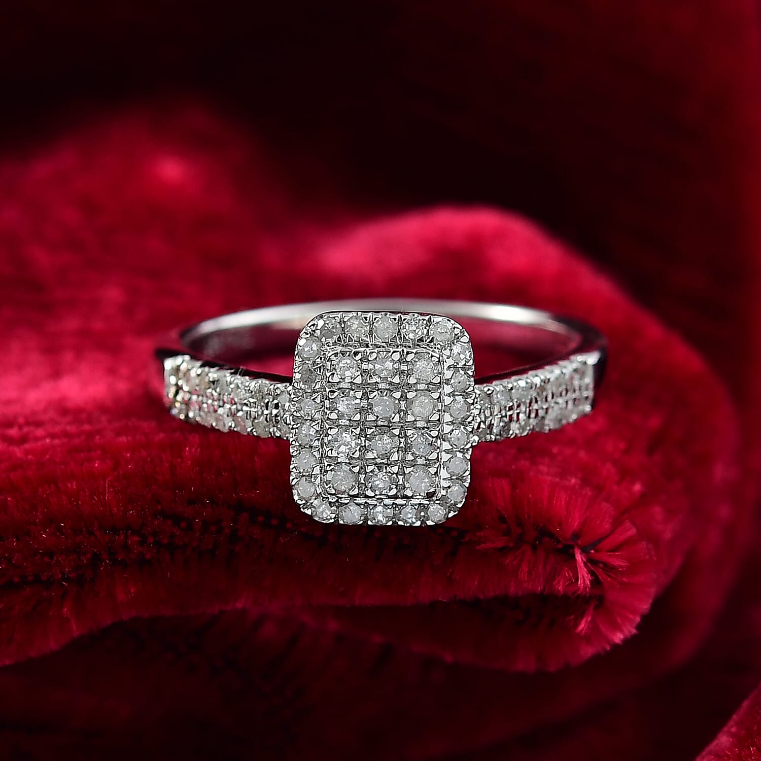 D'Joy Diamond Art Deco Ring in Rhodium Over Sterling Silver 0.50 ctw (Size 10.0)