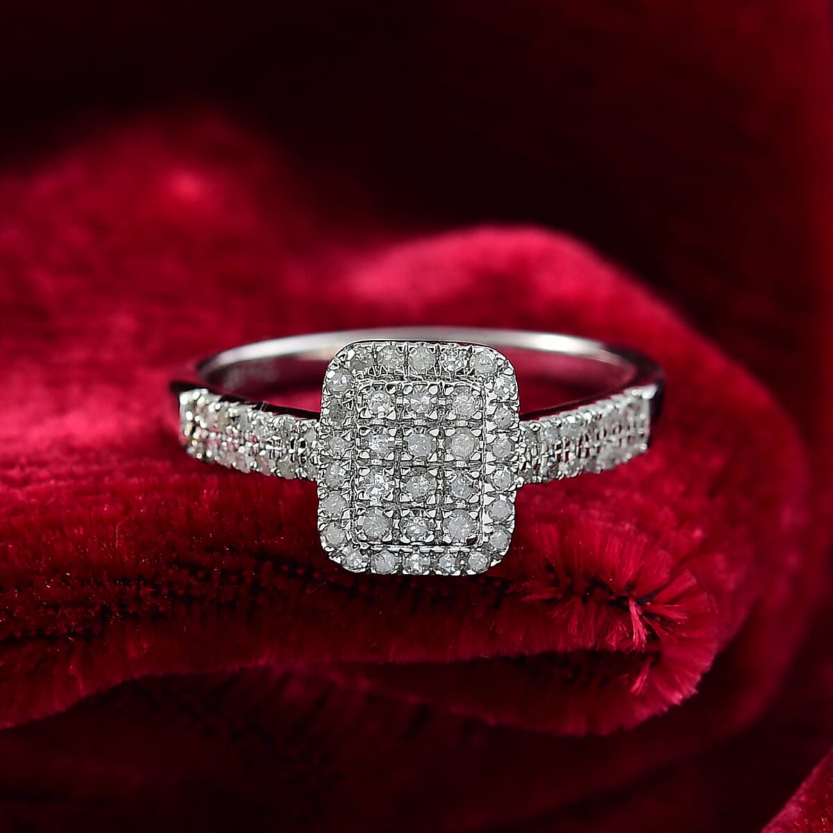 D'Joy Diamond 0.50 ctw Art Deco Ring in Rhodium Over Sterling Silver (Size 10.0) image number 1