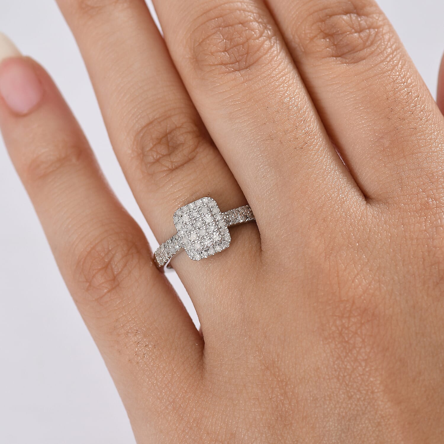 D'Joy Diamond Art Deco Ring in Rhodium Over Sterling Silver 0.50 ctw (Size 10.0)