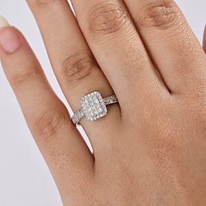 D'Joy Diamond Art Deco Ring in Rhodium Over Sterling Silver 0.50 ctw (Size 10.0)