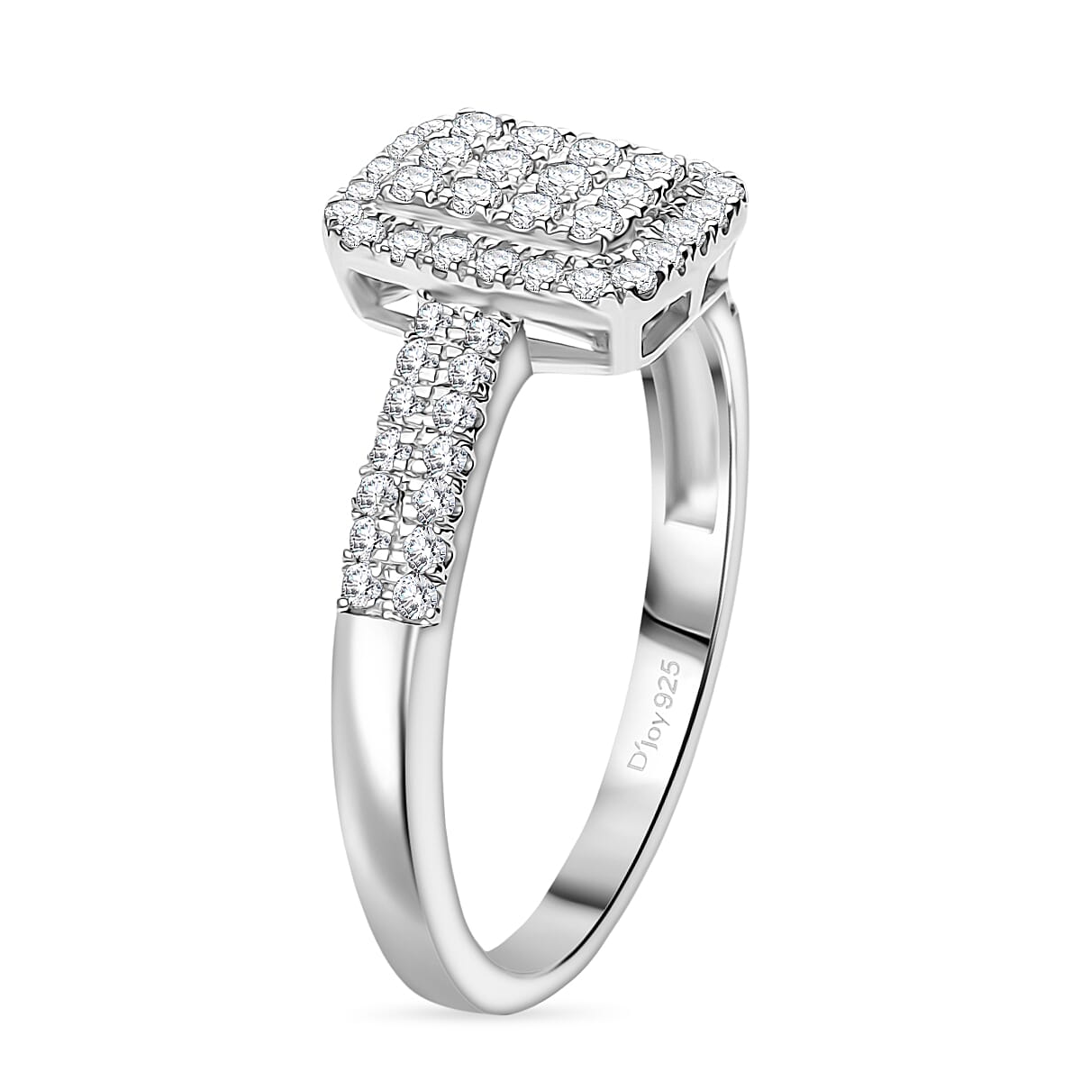 D'Joy Diamond Art Deco Ring in Rhodium Over Sterling Silver 0.50 ctw (Size 10.0)