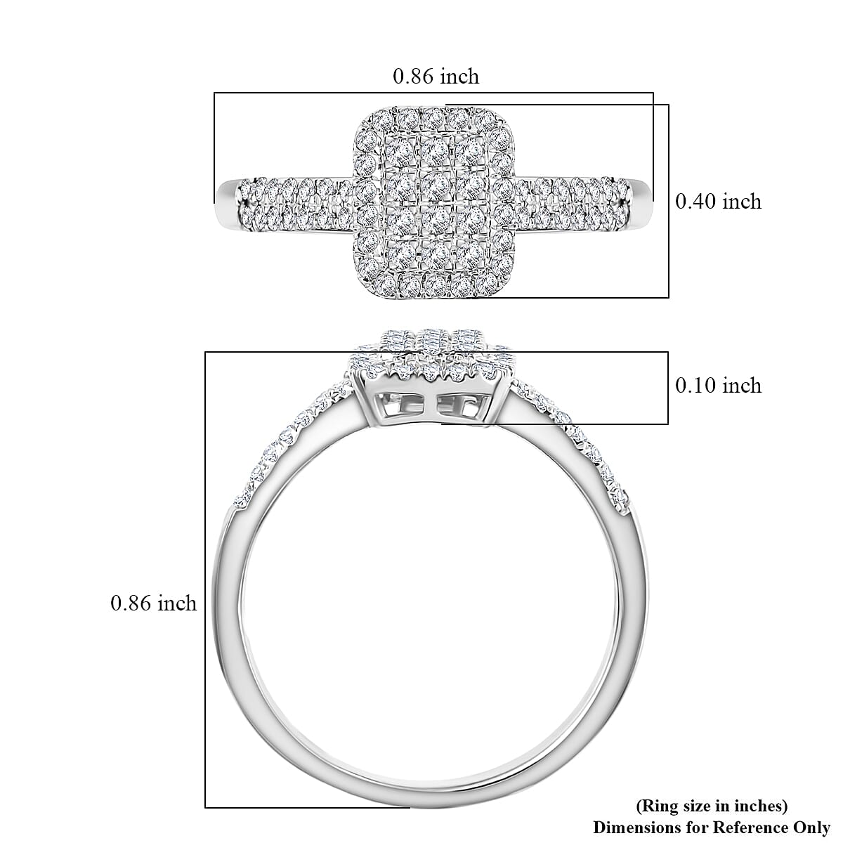 D'Joy Diamond Art Deco Ring in Rhodium Over Sterling Silver 0.50 ctw (Size 10.0)
