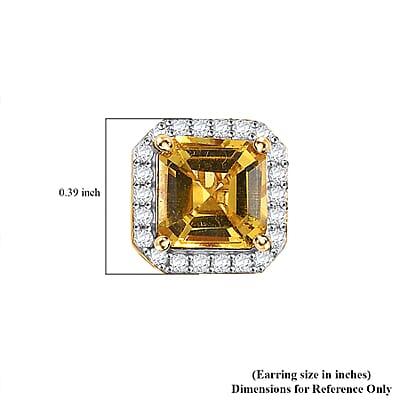 D'Joy Brazilian Heliodor and Moissanite 2.15 ctw Sun Halo Stud Earrings in 18K Vermeil Yellow Gold Over Sterling Silver