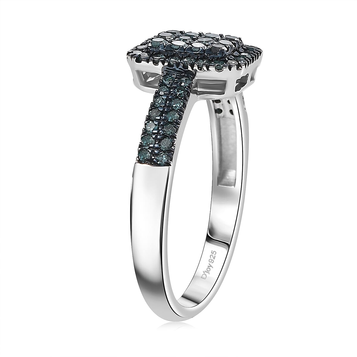 D'Joy Blue Diamond 0.50 ctw Art Deco Ring in Rhodium Over Sterling Silver (Size 10.0) image number 3