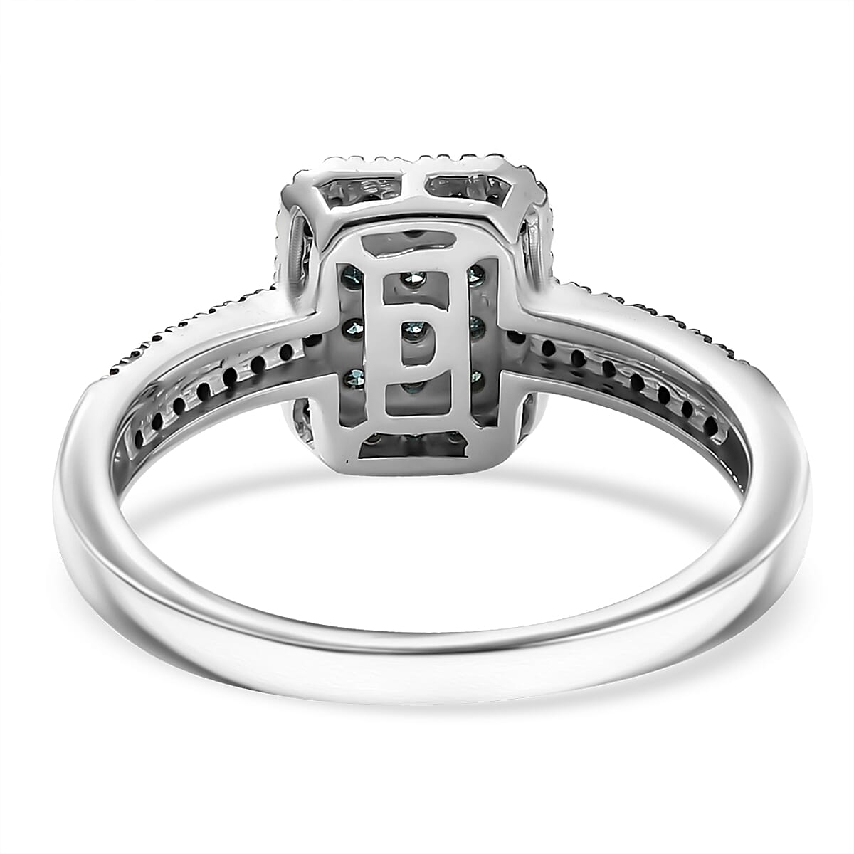 D'Joy Blue Diamond 0.50 ctw Art Deco Ring in Rhodium Over Sterling Silver (Size 10.0) image number 4