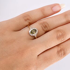 Luxoro AAA Ambanja Demantoid Garnet and G-H I2 Diamond 1.15 ctw Heirloom Spark Ring in 10K Yellow Gold (Size 6.0)