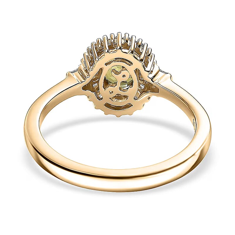 Luxoro AAA Ambanja Demantoid Garnet and G-H I2 Diamond 1.15 ctw Heirloom Spark Ring in 10K Yellow Gold (Size 6.0)