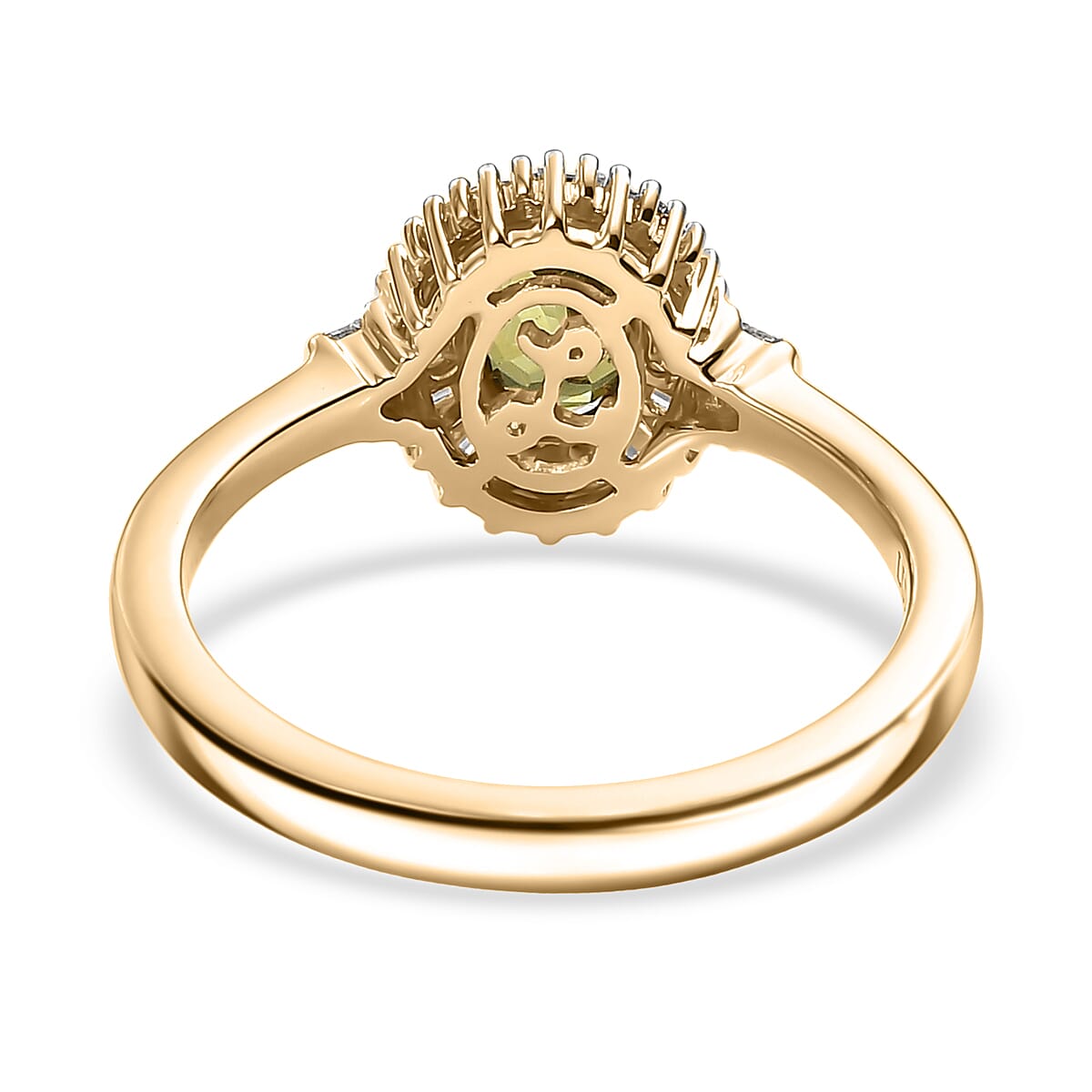 Luxoro AAA Ambanja Demantoid Garnet and G-H I2 Diamond 1.15 ctw Heirloom Spark Ring in 10K Yellow Gold (Size 7.0) image number 4