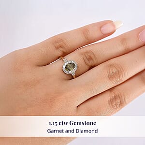 Luxoro AAA Ambanja Demantoid Garnet, Diamond Spark Ring in 10K Yellow Gold 1.15 ctw (Size 8.0)