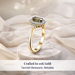 Luxoro AAA Ambanja Demantoid Garnet, Diamond Spark Ring in 10K Yellow Gold 1.15 ctw (Size 8.0)