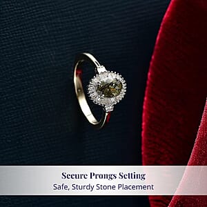 Luxoro AAA Ambanja Demantoid Garnet, Diamond Spark Ring in 10K Yellow Gold 1.15 ctw (Size 8.0)