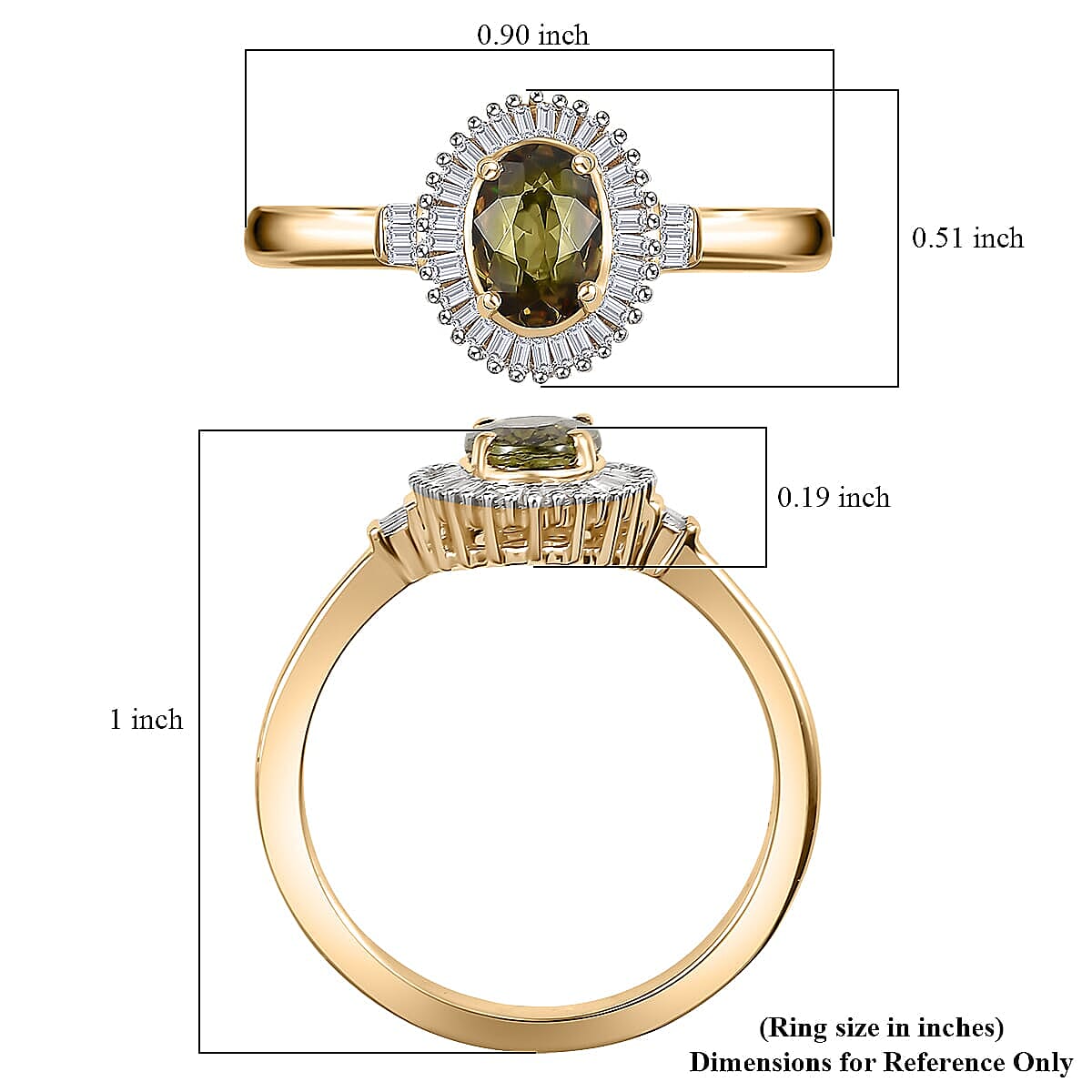Luxoro AAA Ambanja Demantoid Garnet, Diamond Spark Ring in 10K Yellow Gold 1.15 ctw (Size 8.5) image number 5