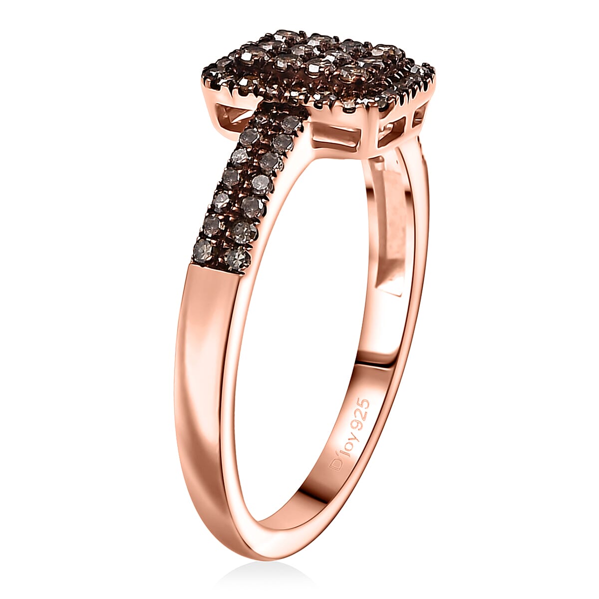 D'Joy Natural Champagne Diamond 0.50 ctw Art Deco Ring in 18K Vermeil Rose Gold Over Sterling Silver (Size 7.0) image number 3