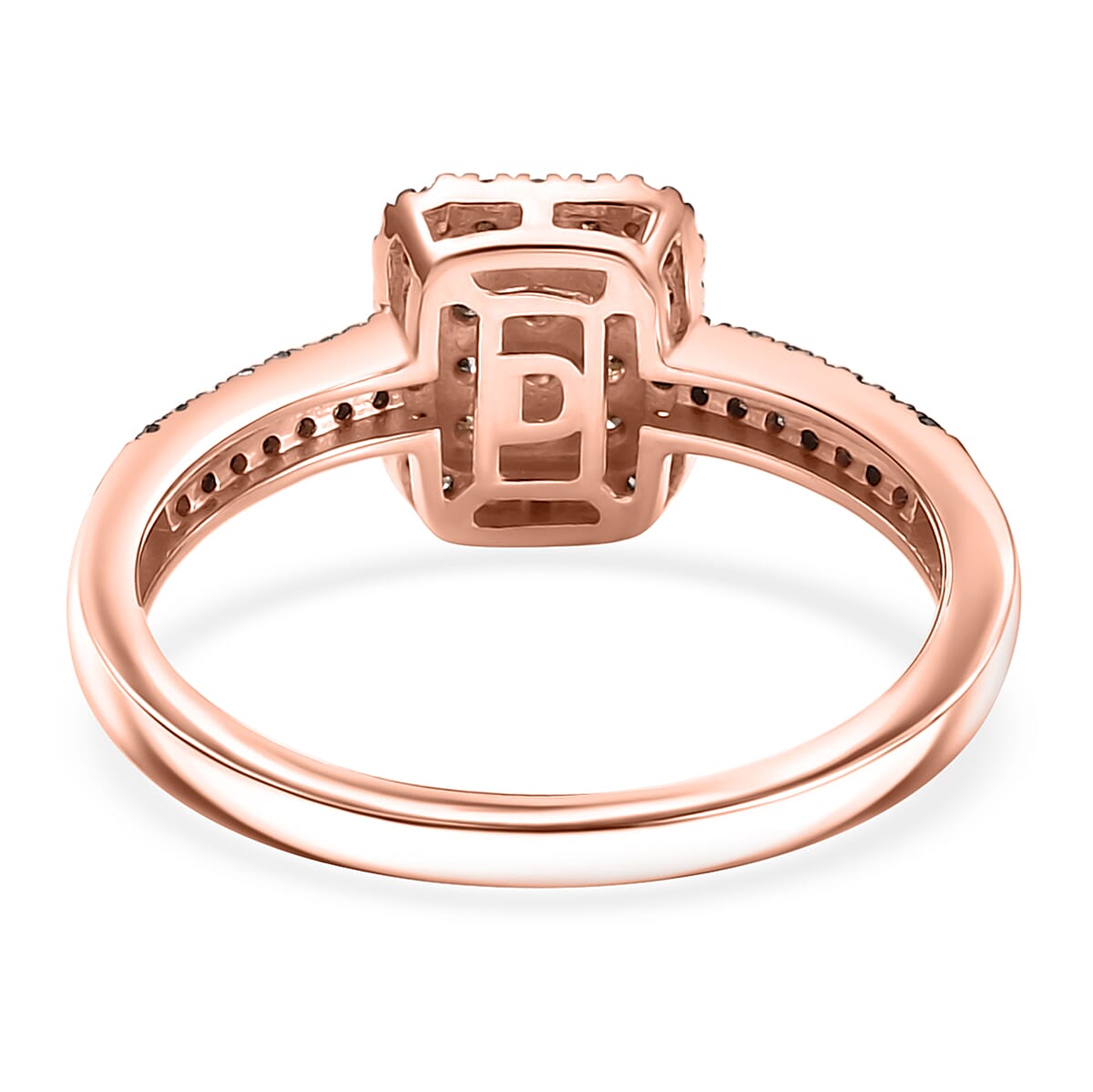 D'Joy Natural Champagne Diamond 0.50 ctw Art Deco Ring in 18K Vermeil Rose Gold Over Sterling Silver (Size 7.0) image number 4