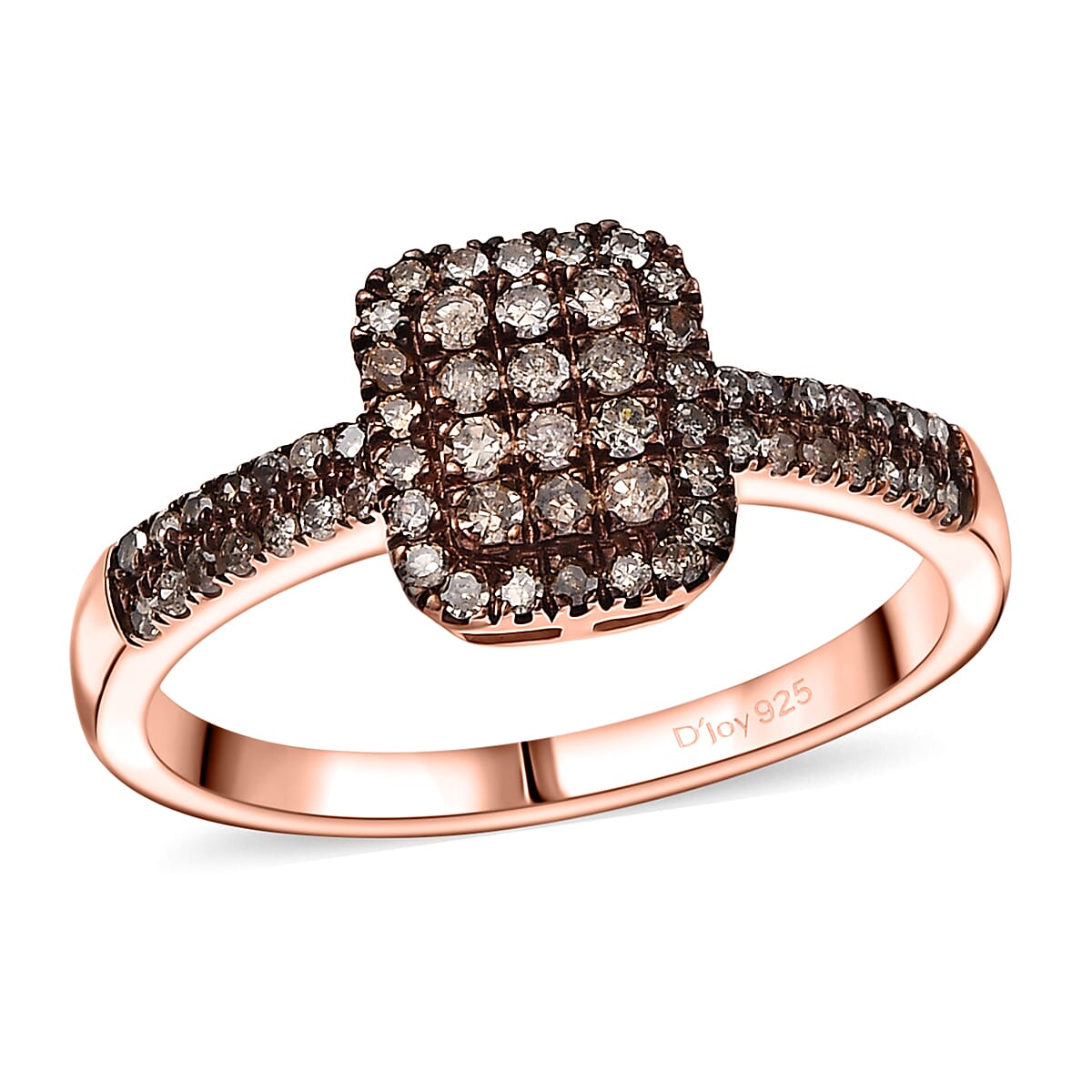 D'Joy Natural Champagne Diamond 0.50 ctw Art Deco Ring in 18K Vermeil Rose Gold Over Sterling Silver (Size 9.0) image number 0