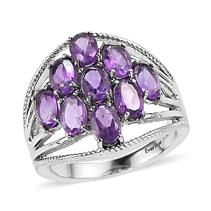 EverTrue African Amethyst Ring in Stainless Steel 5.00 ctw (Size 6.0)