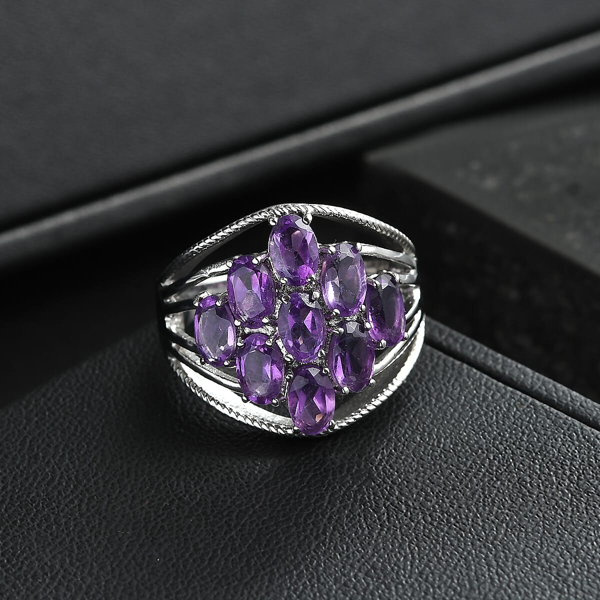 EverTrue African Amethyst Ring in Stainless Steel 5.00 ctw (Size 6.0) image number 1