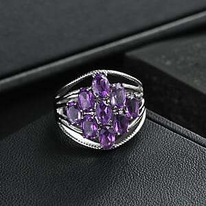EverTrue African Amethyst Ring in Stainless Steel 5.00 ctw (Size 6.0)