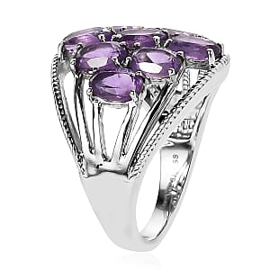 EverTrue African Amethyst Ring in Stainless Steel 5.00 ctw (Size 6.0)