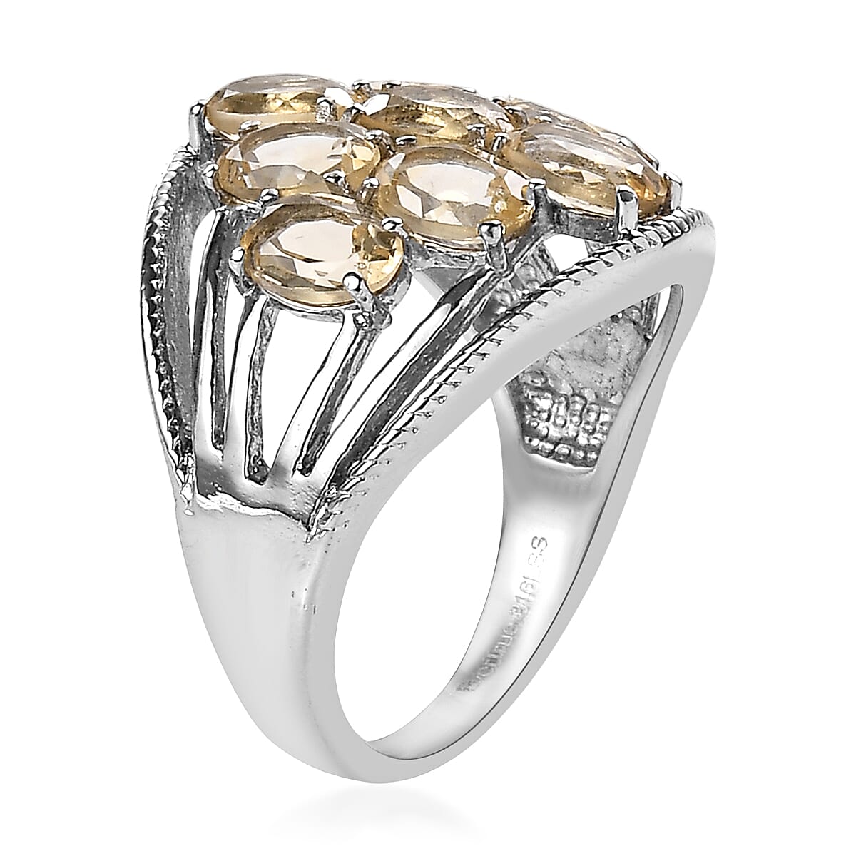 EverTrue Brazilian Citrine 4.25 ctw Ring in Stainless Steel (Size 10.0)  image number 3