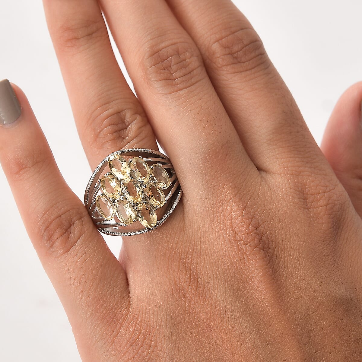 EverTrue Brazilian Citrine Ring in Stainless Steel 4.25 ctw (Size 9.0) image number 2