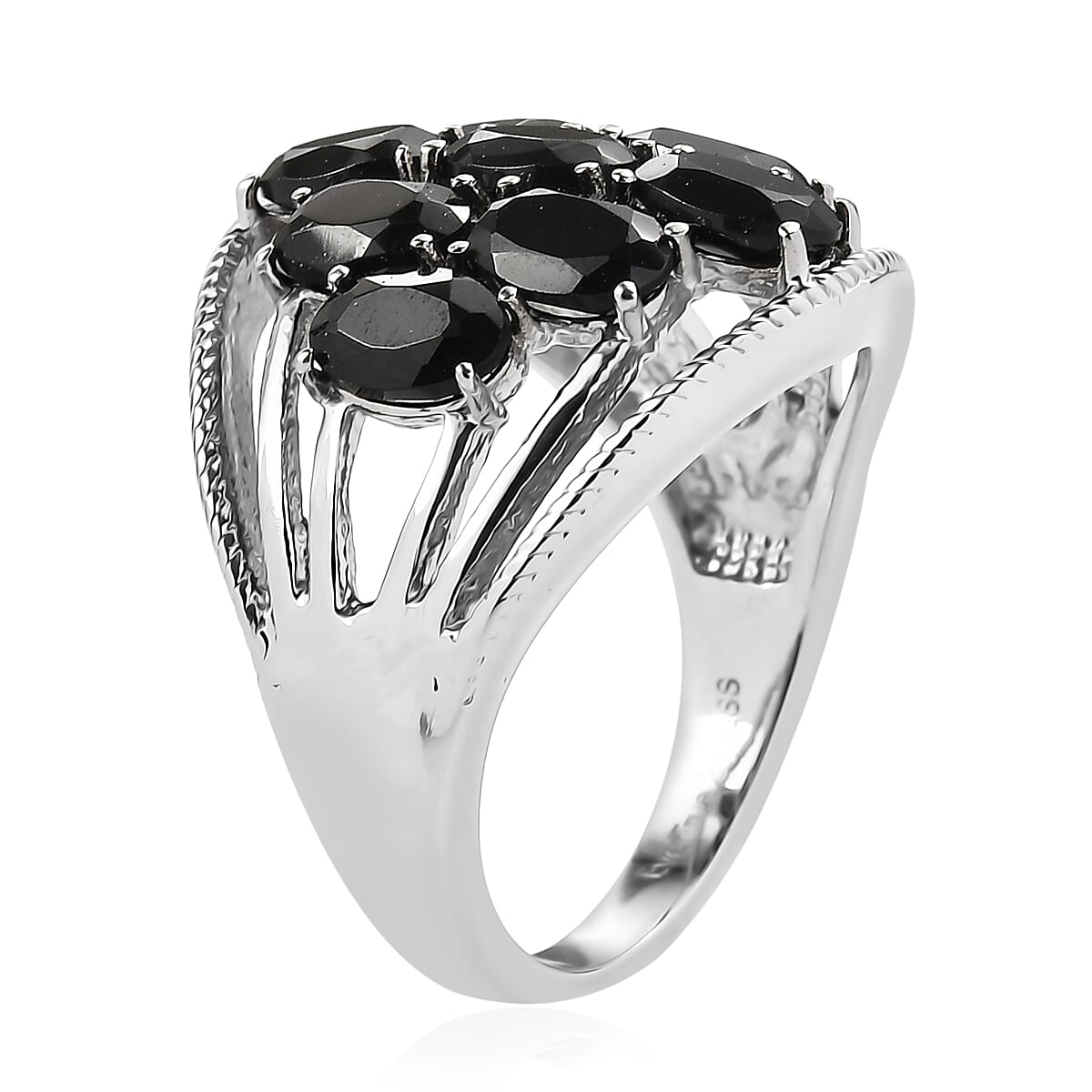 EverTrue Thai Black Spinel 5.65 ctw Ring in Stainless Steel (Size 10.0)  image number 3