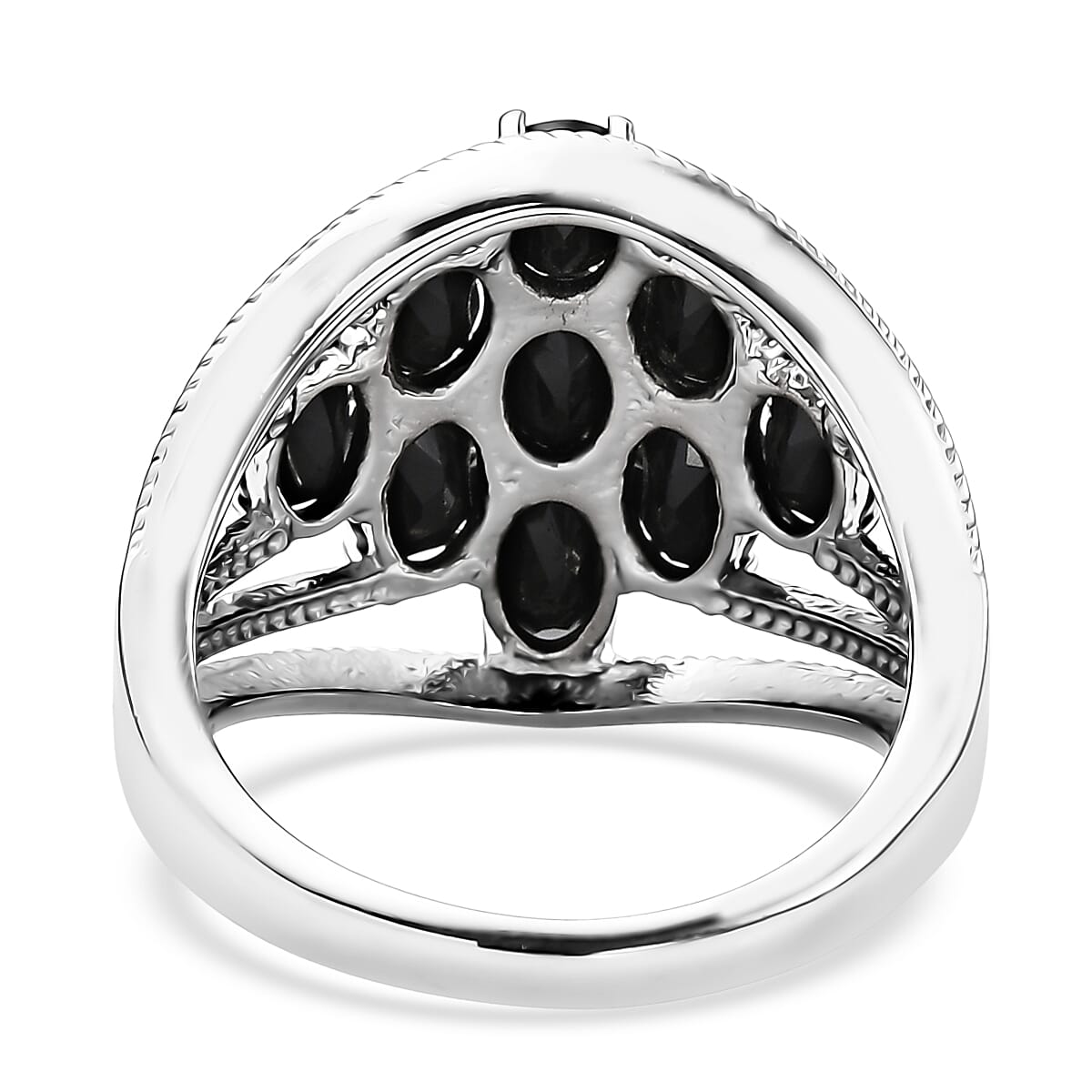 EverTrue Thai Black Spinel 5.65 ctw Ring in Stainless Steel (Size 10.0)  image number 4