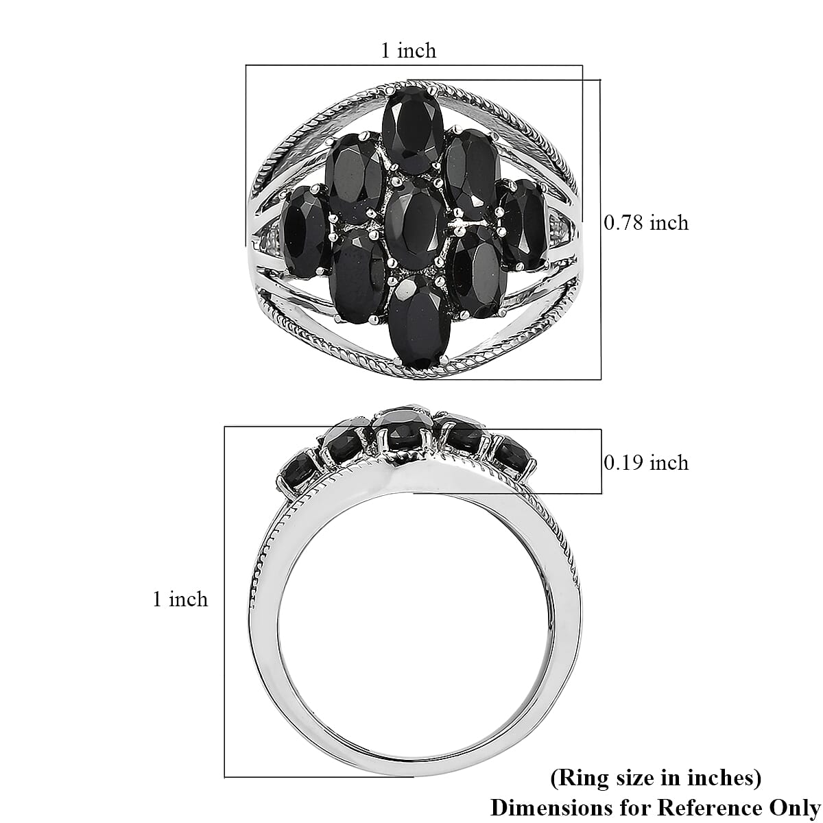 EverTrue Thai Black Spinel 5.65 ctw Ring in Stainless Steel (Size 10.0)  image number 5