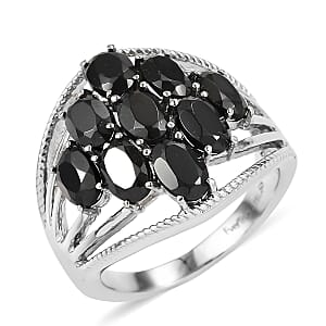 EverTrue Thai Black Spinel Ring in Stainless Steel 5.65 ctw (Size 8.0)