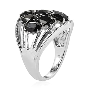 EverTrue Thai Black Spinel Ring in Stainless Steel 5.65 ctw (Size 8.0)