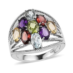 EverTrue Multi Gemstone Ring in Stainless Steel 5.00 ctw (Size 10.0)