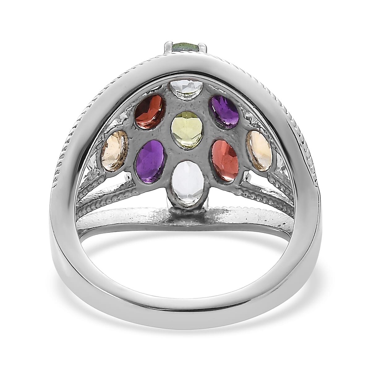EverTrue Multi Gemstone Ring in Stainless Steel 5.00 ctw (Size 7.0)