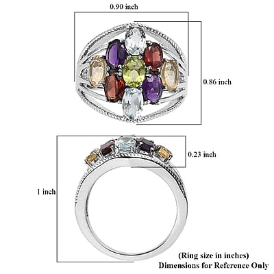 EverTrue Multi Gemstone Ring in Stainless Steel 5.00 ctw (Size 7.0)