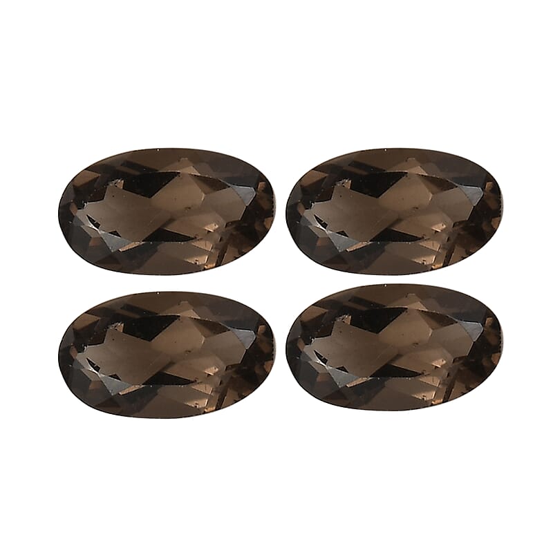 Set of 4 Brazilian Smoky Quartz (Oval 5x3 mm) 1A 0.77 ctw Loose Gemstone