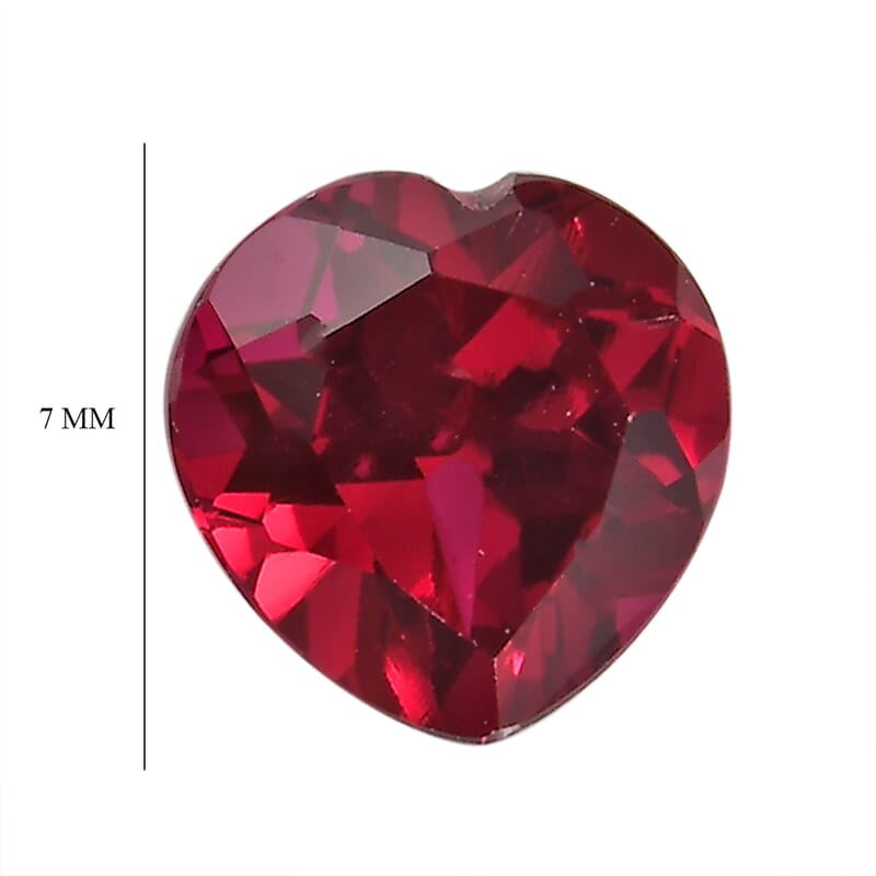 Set of 3 Lab Created Ruby (Hrt 7 mm) 3.95 ctw Loose Gemstone