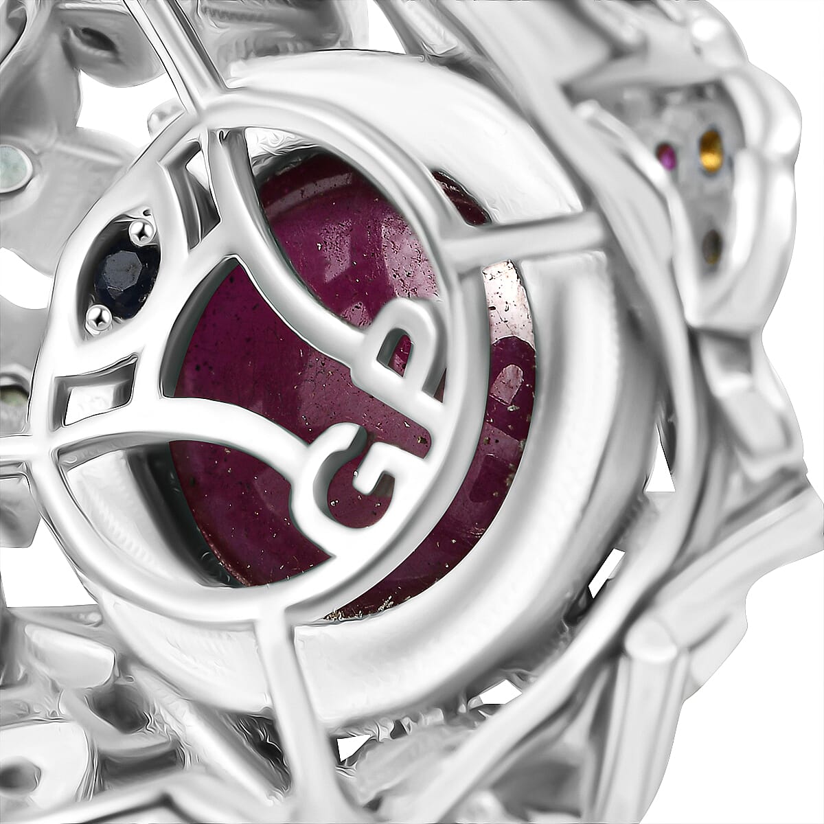 GP Italian Garden Collection Premium African Ruby and Multi Gemstone 10.10 ctw Ring in 18K Vermeil YG and Rhodium Over Sterling Silver (Size 7.0) image number 7