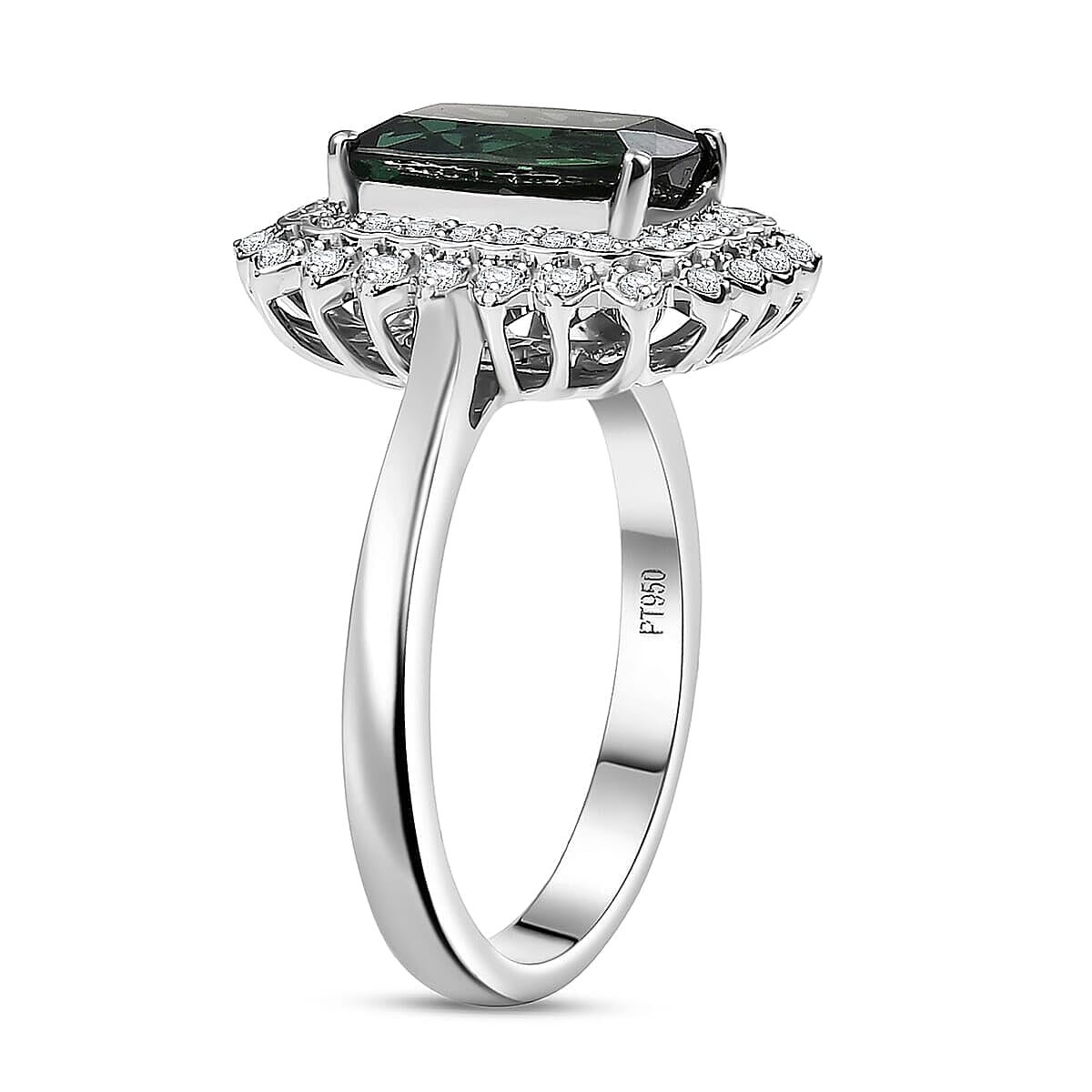 Certified & Appraised Rhapsody AAAA Santa Rosa Tourmaline and E-F VS Diamond 2.93 ctw Ring in 950 Platinum (Size 11.0) 7.40 Grams image number 3