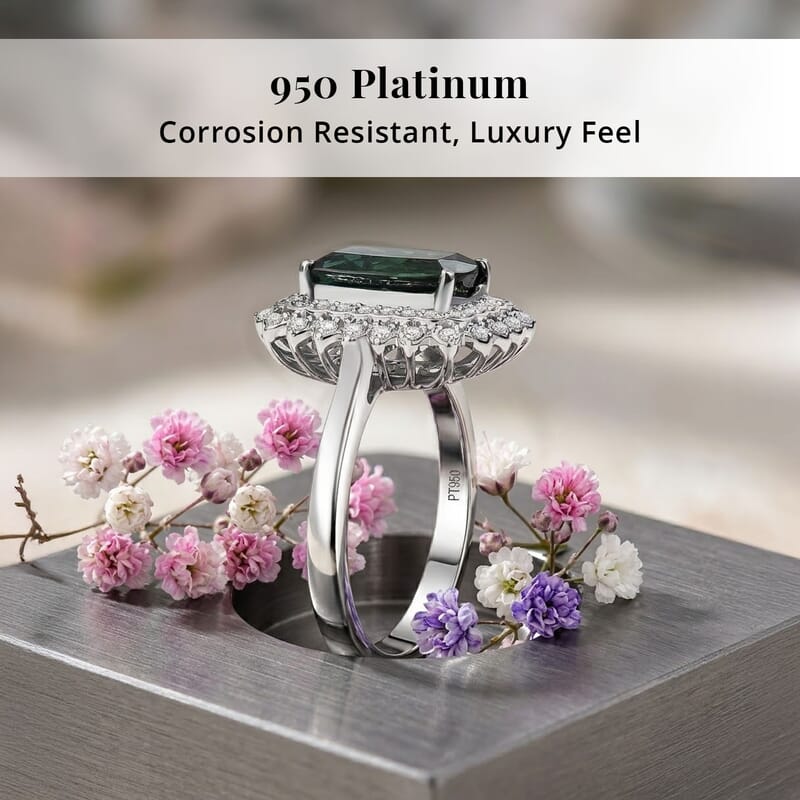 Certified & Appraised Rhapsody AAAA Santa Rosa Tourmaline and E-F VS Diamond 2.93 ctw Ring in 950 Platinum (Size 5.0) 7.40 Grams