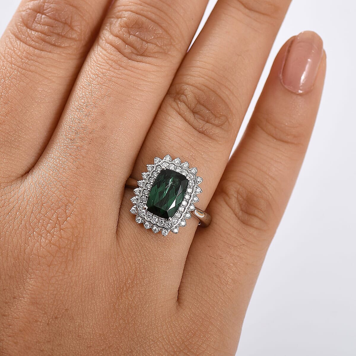 Certified & Appraised Rhapsody AAAA Santa Rosa Tourmaline and E-F VS Diamond 2.93 ctw Ring in 950 Platinum (Size 6.0) 7.40 Grams image number 2